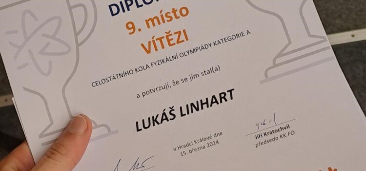 Lukáš Linhart je vítěz ve finále Fyzikální olympiády!